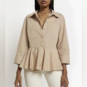 ‼️SOLD‼️River Island Beige Button Down Shirt